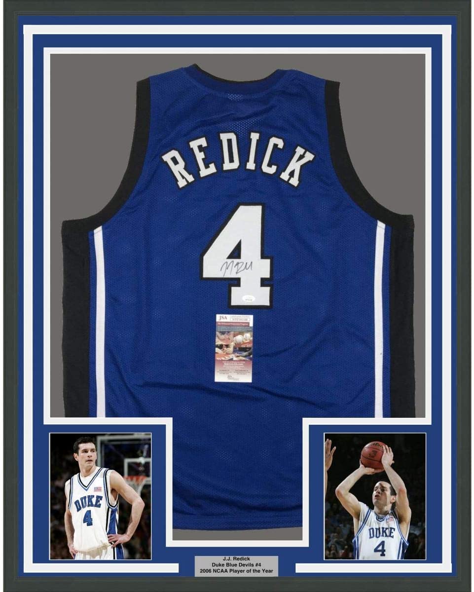 Framed Autographed/Signed JJ J.J. Redick 35x39 Duke Blue College Basketball Jersey JSA COA
