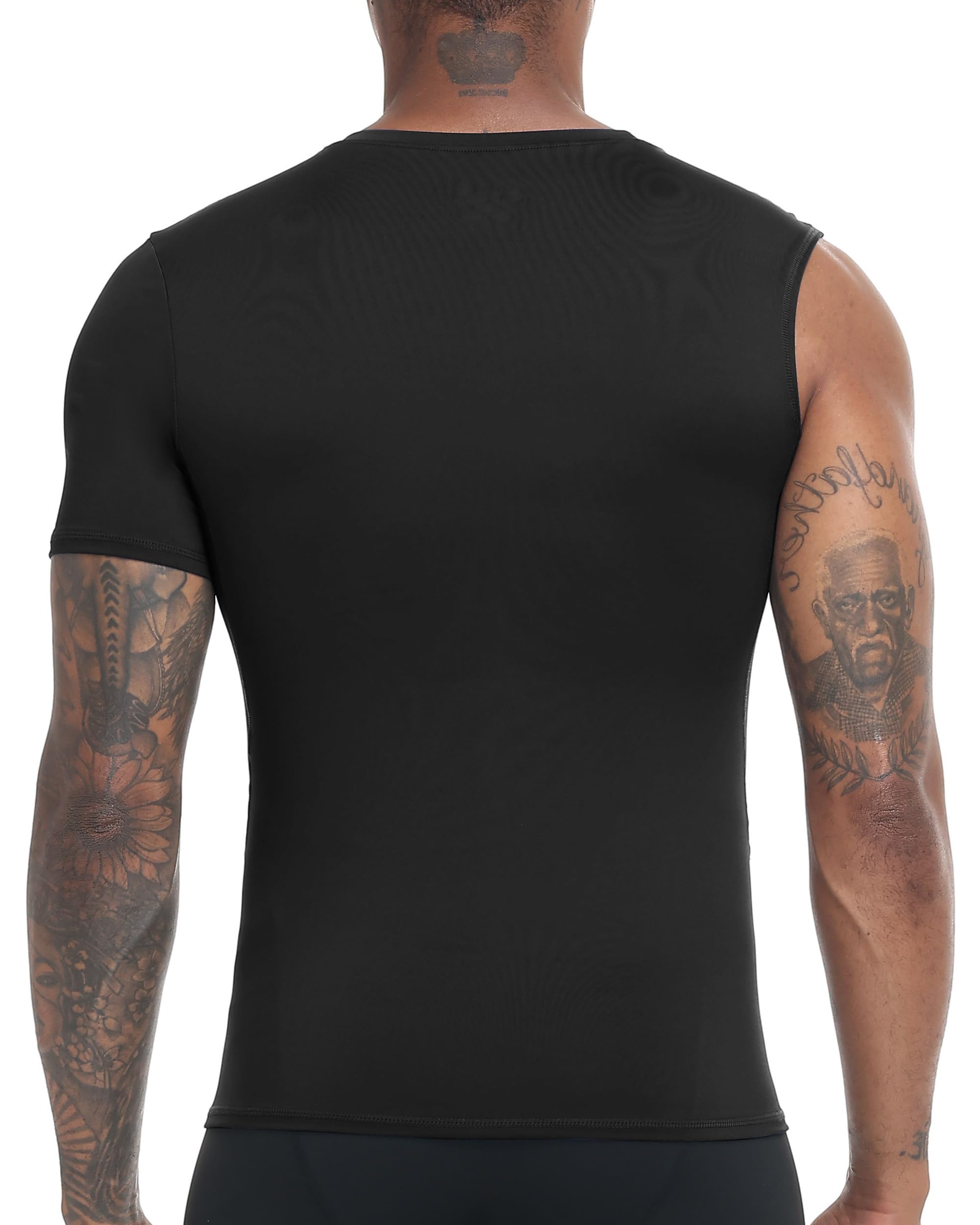 Roadbox Men's Compression Short Sleeve Athletic Shirt Black+White+Navy Size XL