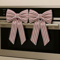Hungdao Christmas Kitchen Towels 2 Pc Red White Stripes Decorative Bows