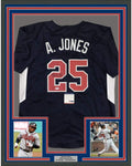 Framed Autographed/Signed Andruw Jones 35x39 Atlanta Blue Baseball Jersey PSA/DNA COA