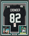 Framed Autographed/Signed Jamison Crowder 35x39 New York Black Football Jersey JSA COA