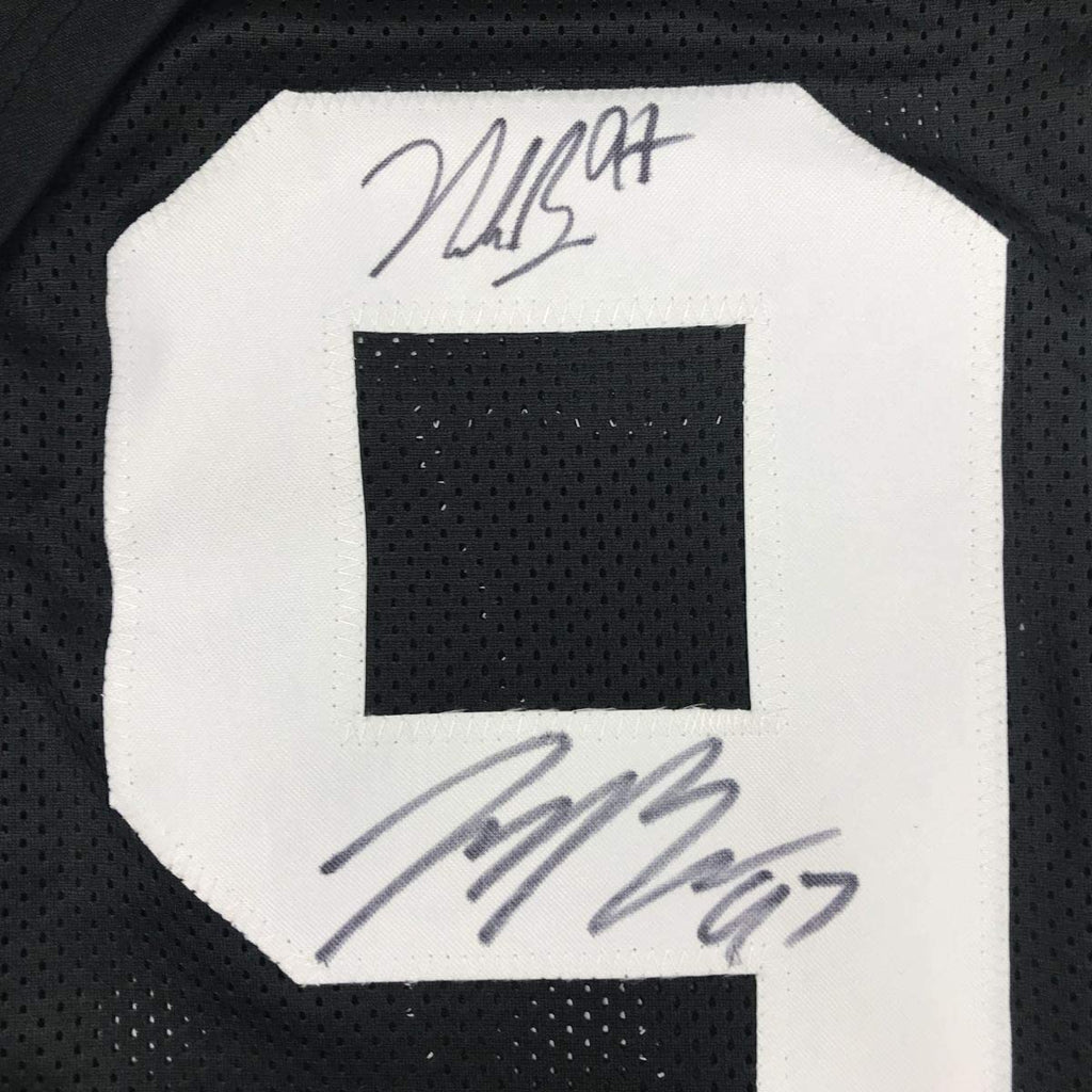 Framed Autographed/Signed Nick & Joey Bosa Brothers 35x39 Ohio State Black College Football Jersey JSA COA