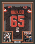 Framed Autographed/Signed Larry Ogunjobi 35x39 Cleveland Football Brown Jersey JSA COA