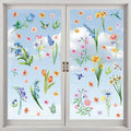 Aryroi Spring Flower Window Sticker Floral Decals Green 12.2x1.3 inch
