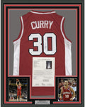 Framed Autographed/Signed Stephen Steph Curry 35x39 Davidson Wildcats Red Basketball Jersey JSA COA/LOA