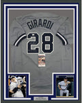 Framed Autographed/Signed Joe Girardi 4x WS Champs 35x39 New York Grey Baseball Jersey JSA COA