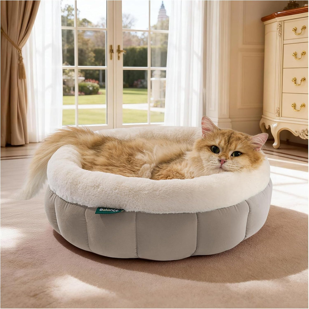 Cat Bed Round Washable Donut Bed Anti Slip Plush Kitten Puppy 18in