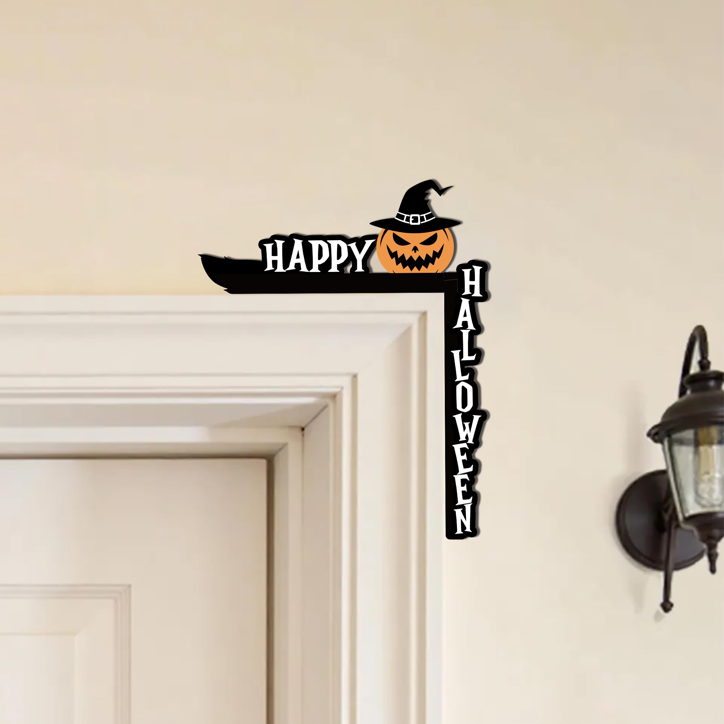SIXEIGHT Halloween Pumpkin Witch Hat Door Corner Sign Decoration 8.5x6.9"