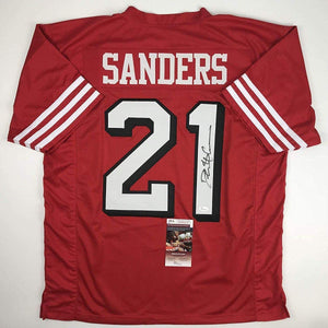 Autographed/Signed Deion Sanders San Francisco Red Football Jersey JSA COA