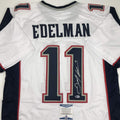 Autographed/Signed Julian Edelman New England White Football Jersey Beckett BAS COA