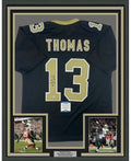 Framed Autographed/Signed Michael Thomas 35x39 New Orleans Black Football Jersey Beckett BAS COA