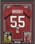 Framed Autographed/Signed Derrick Brooks 35x39 Tampa Bay Red Football Jersey JSA COA