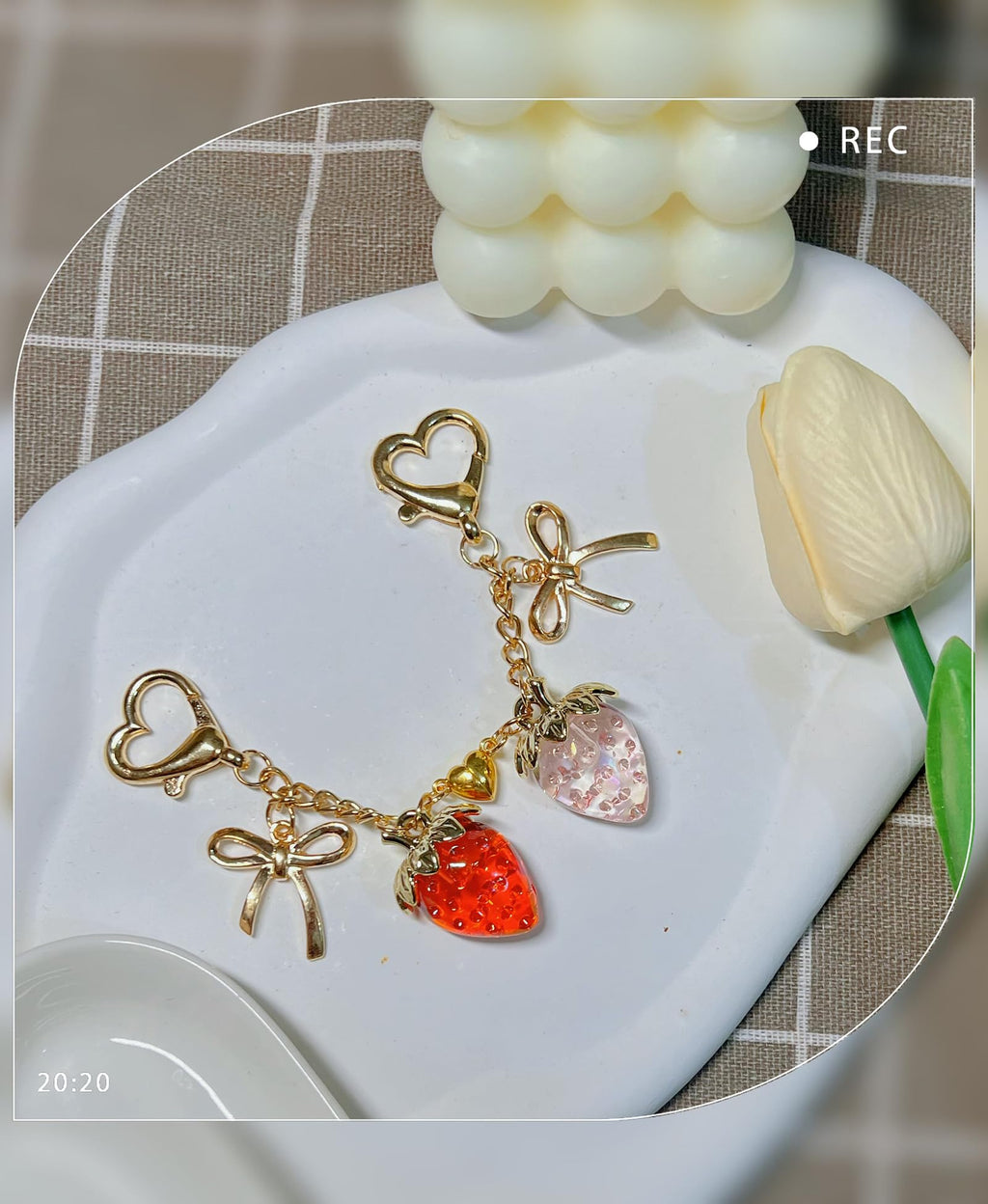 LAEKOU Strawberry Charm for Purse or Backpack