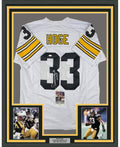 Framed Autographed/Signed Merril Hoge 35x39 Pittsburgh White Football Jersey JSA COA