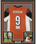 Framed Autographed/Signed Joe Burrow 35x39 Cincinnati Bengals Orange Authentic Nike Game Football Jersey Fanatics COA