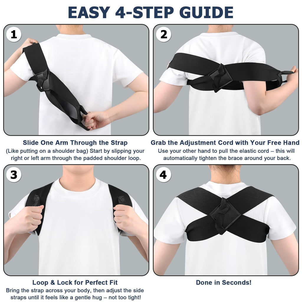 OFISKY Adjustable Posture Corrector Back Brace Pain Relief Black Size L
