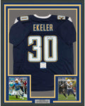 Framed Autographed/Signed Austin Ekeler 35x39 Los Angeles LA Dark Blue Football Jersey Beckett BAS COA