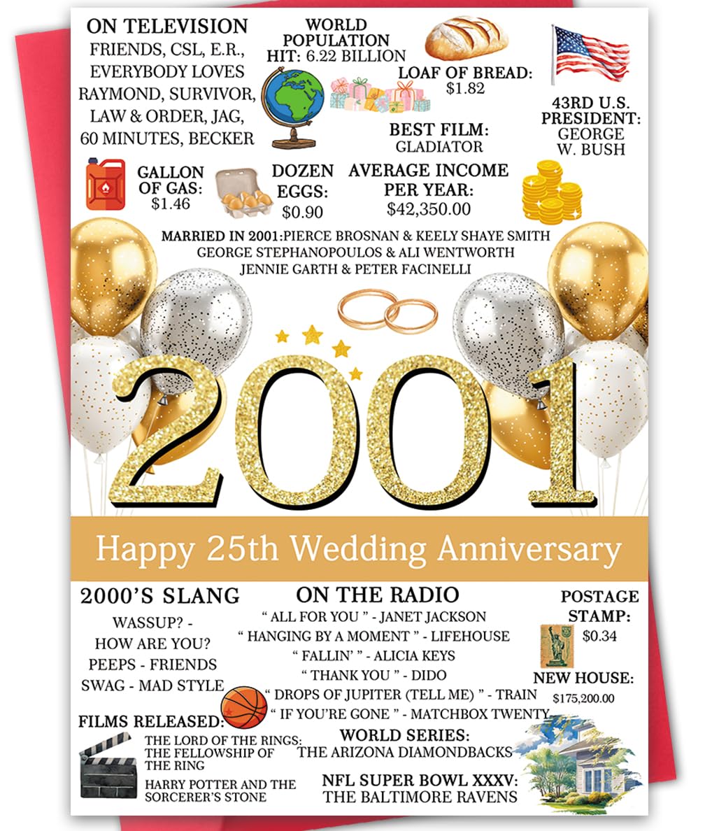Hongshan 25th Wedding Anniversary Card for Couple Vintage hs-235