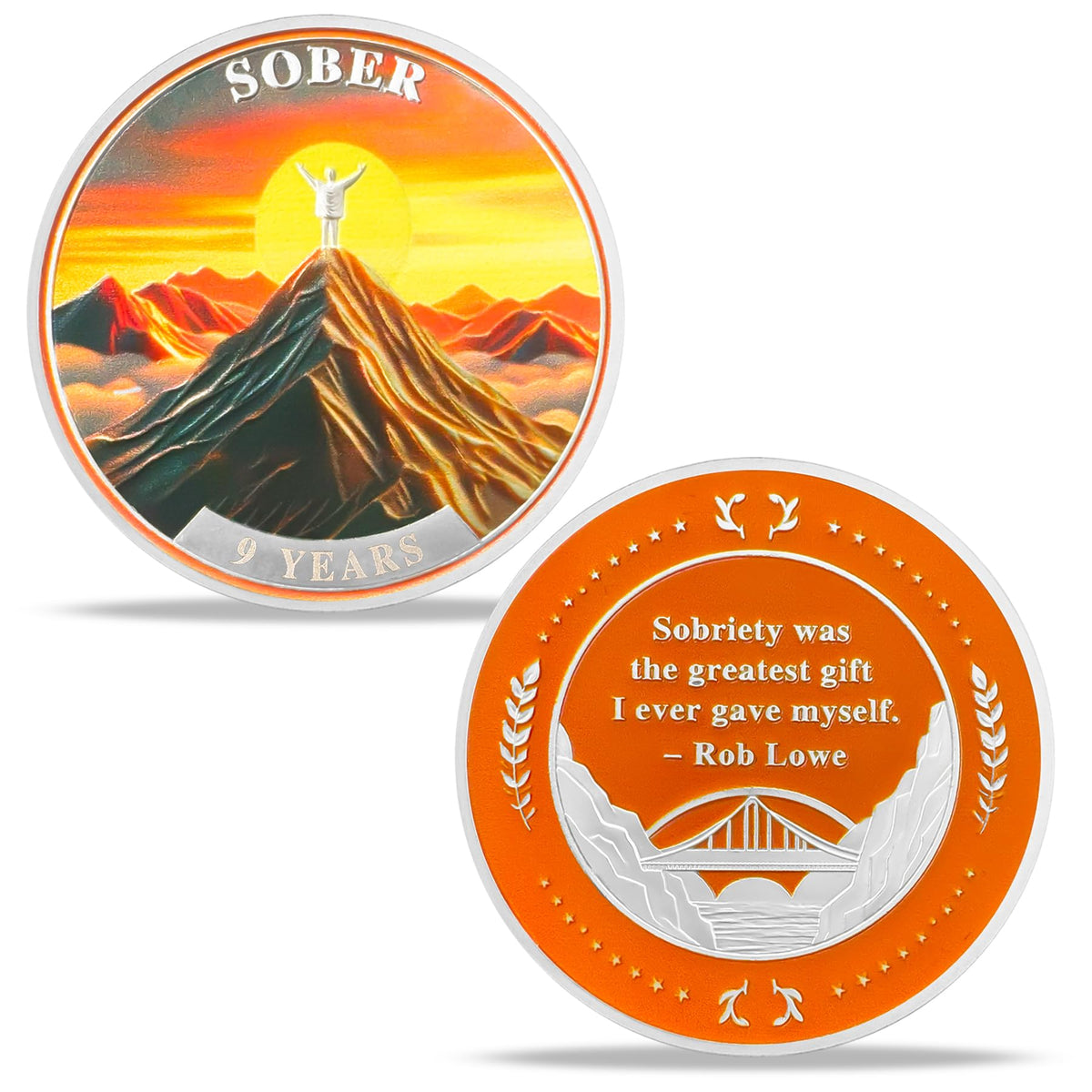 9 Year Sobriety Coin Gifts | Embrace The Sun AA Chip Medallion with Inspirational Quote | Narcotics Alcoholics Anonymous Anniversary Sobriety Gifts for Men Women in Recovery