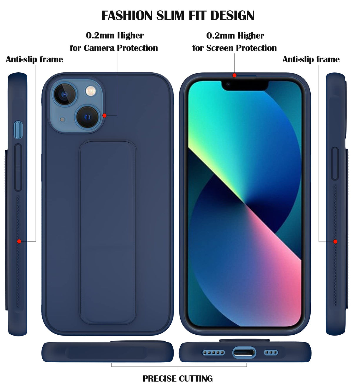 Varikke iPhone 13 Stand Case with Folding Grip Stand