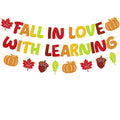 YWLACC Fall in Love with Learning Classroom Banner Autumn Leaves Pumpkin