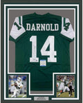 Framed Autographed/Signed Sam Darnold 35x39 New York Green Rookie Football Jersey Beckett BAS COA