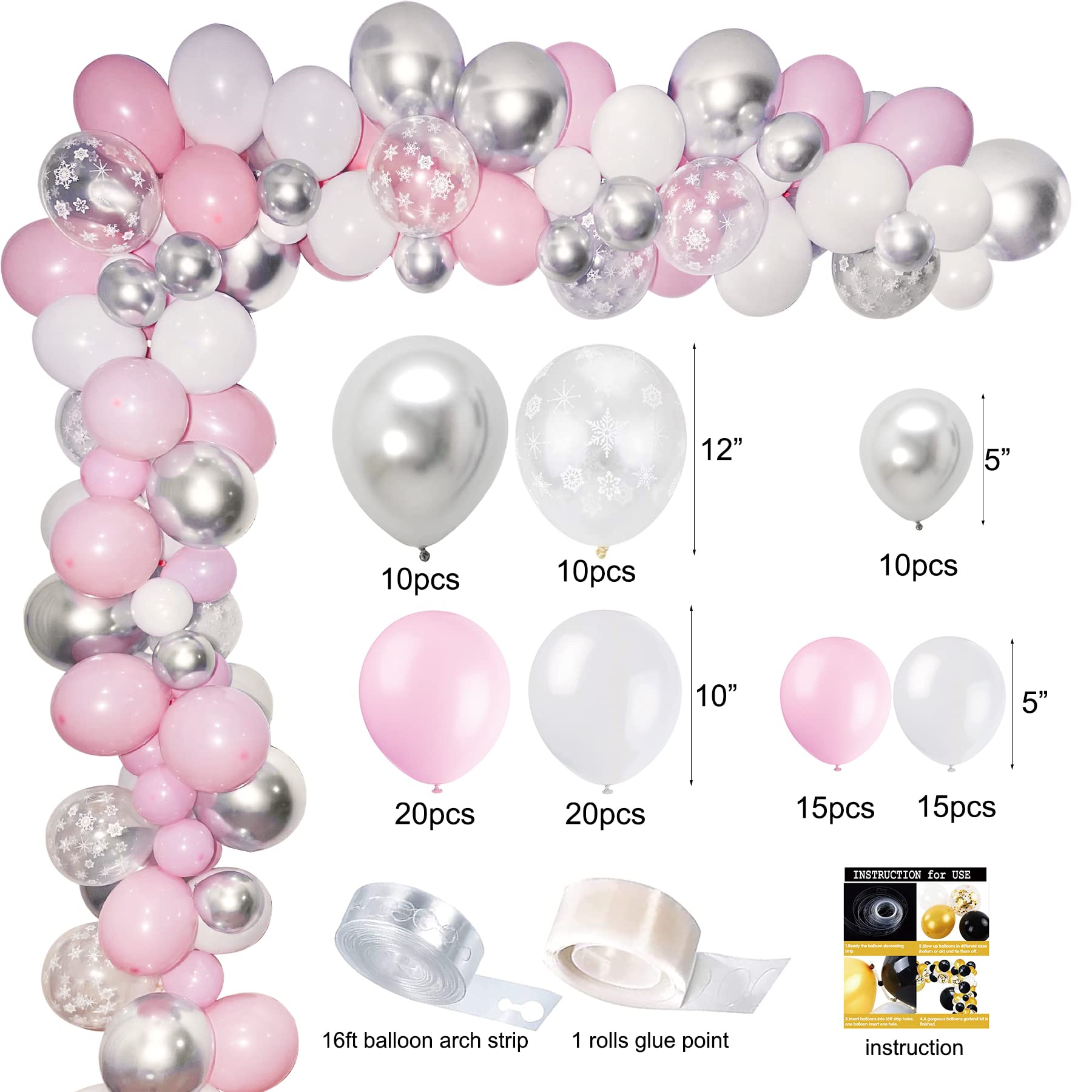 Shempeium Winter Onederland 1st Girl Banner Snowflake Pink Garland