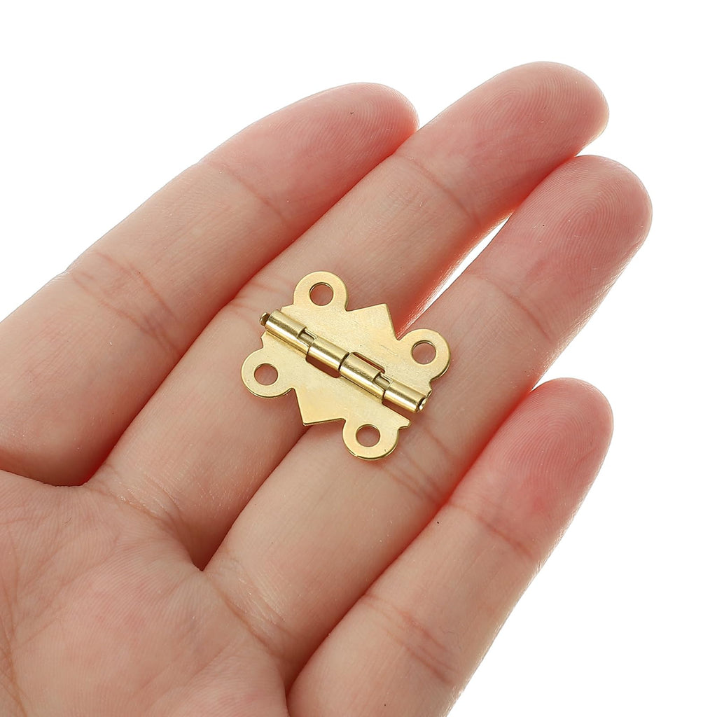PATIKIL Jewelry Box Hinges 3/4 Inch 8 Pack Gold with Screws Butterfly