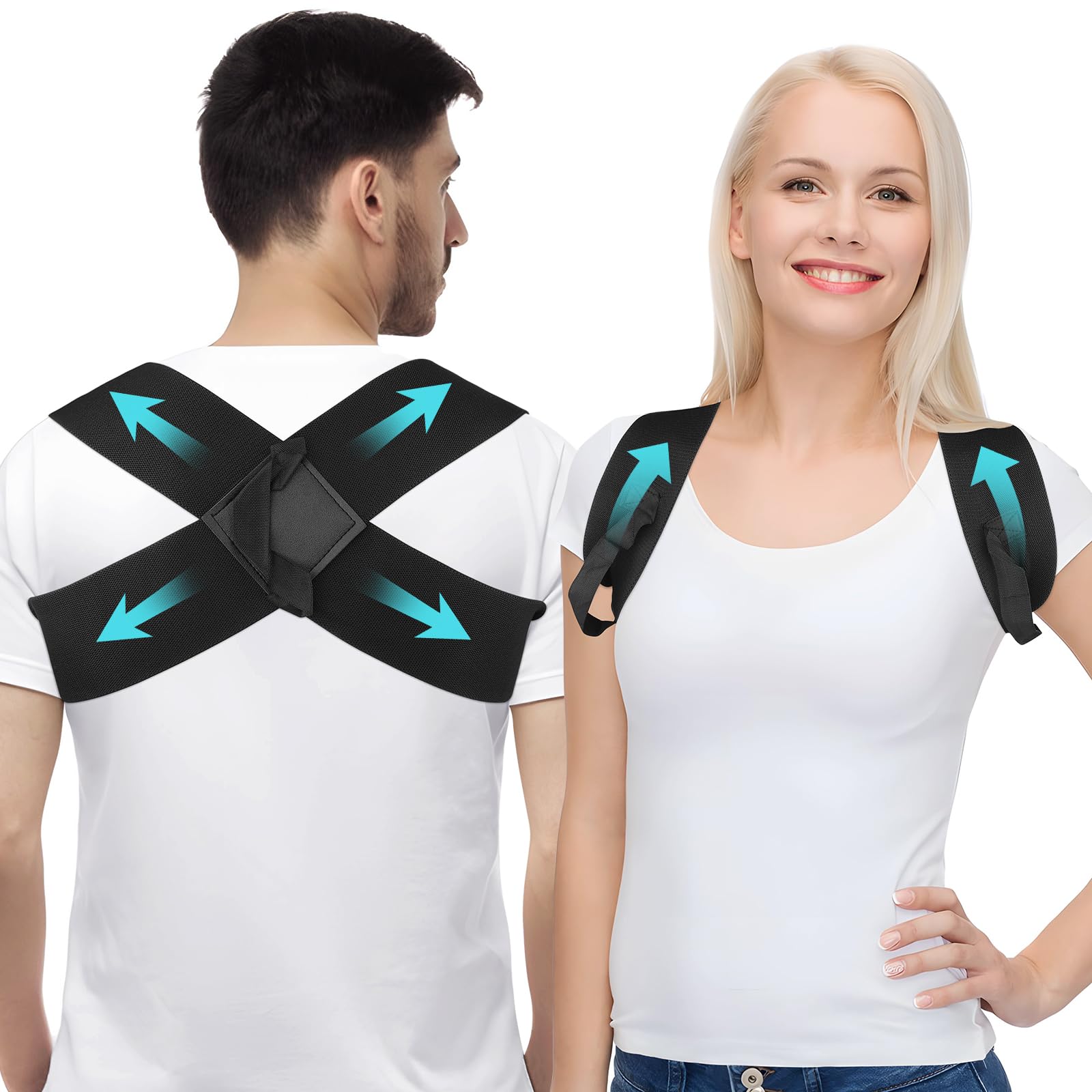 OFISKY Adjustable Posture Corrector Back Brace Pain Relief Black Size L