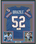 Framed Autographed/Signed Robert Brazile HOF 18 35x39 Houston Blue Football Jersey Tristar COA
