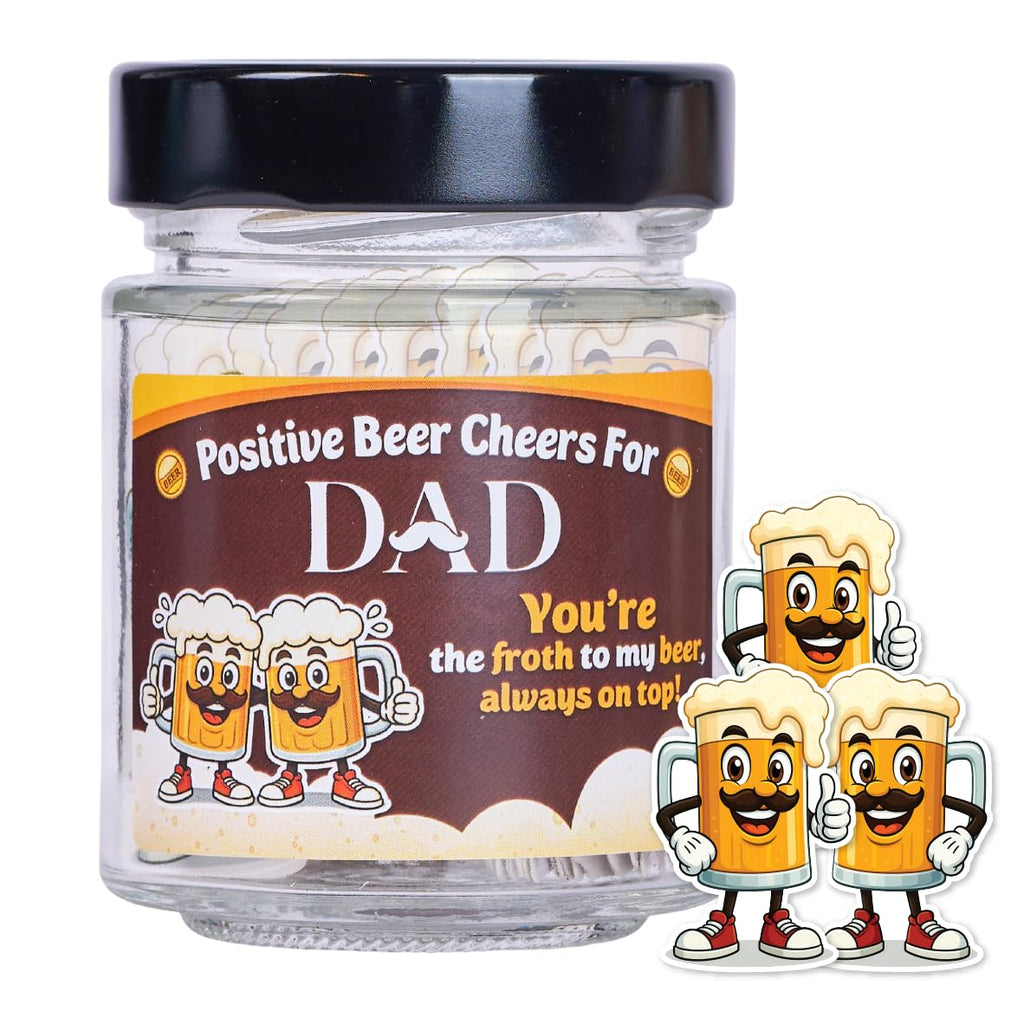 SOLMAY Funny Beer Cheers Gift Jar with 60 Uplifting Messages for Dad 0.5