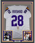 Framed Autographed/Signed Ahmad Rashad 35x39 Minnesota White Football Jersey JSA COA