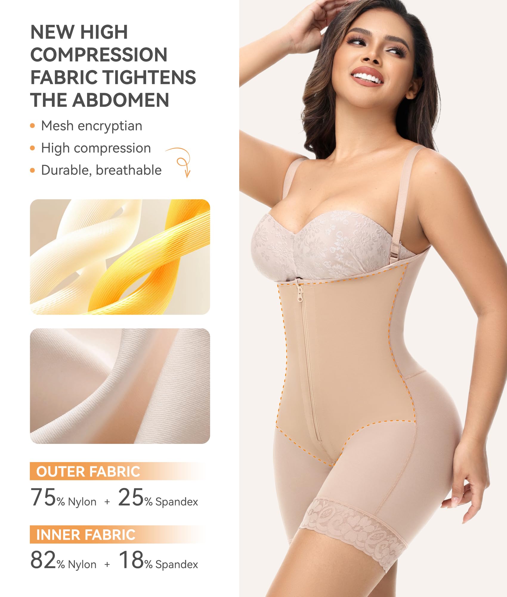 M MYODRESS Shapewear Tummy Control Fajas Body Shaper Stage 2 Tan Size L