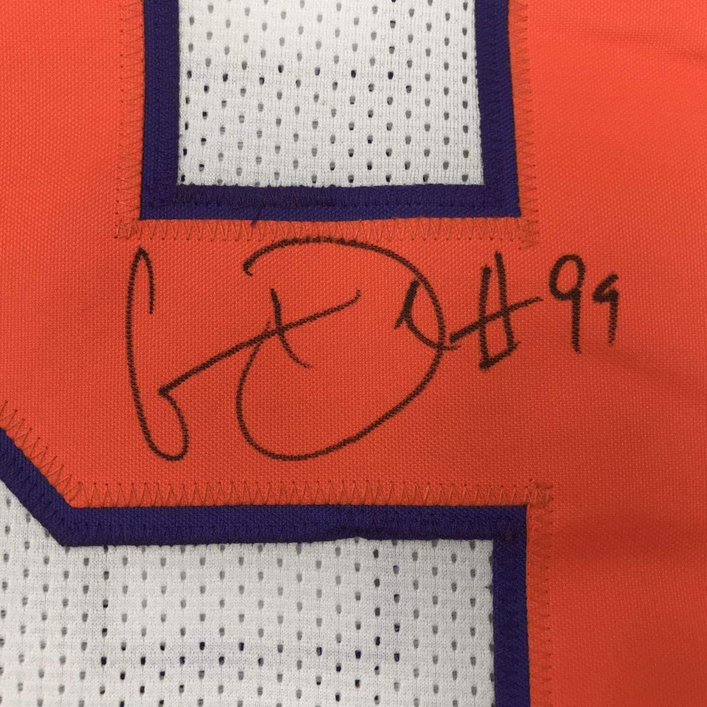 Framed Autographed/Signed Clelin Ferrell 35x39 Clemson White College Football Jersey JSA COA
