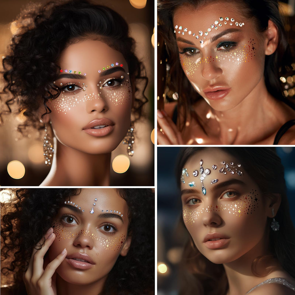 Mity Rain Face Glitter Gems Stickers 10 Sheets Star Freckles Single Pattern