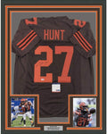 Framed Autographed/Signed Kareem Hunt 35x39 Cleveland Color Rush Football Jersey PSA/DNA COA