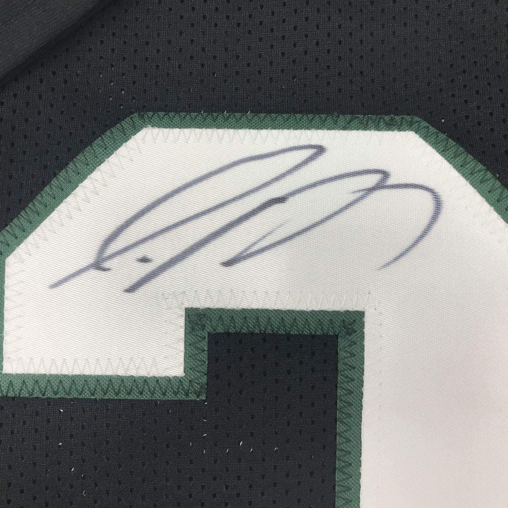 Framed Autographed/Signed Jamal Adams 35x39 New York Black Football Jersey JSA COA