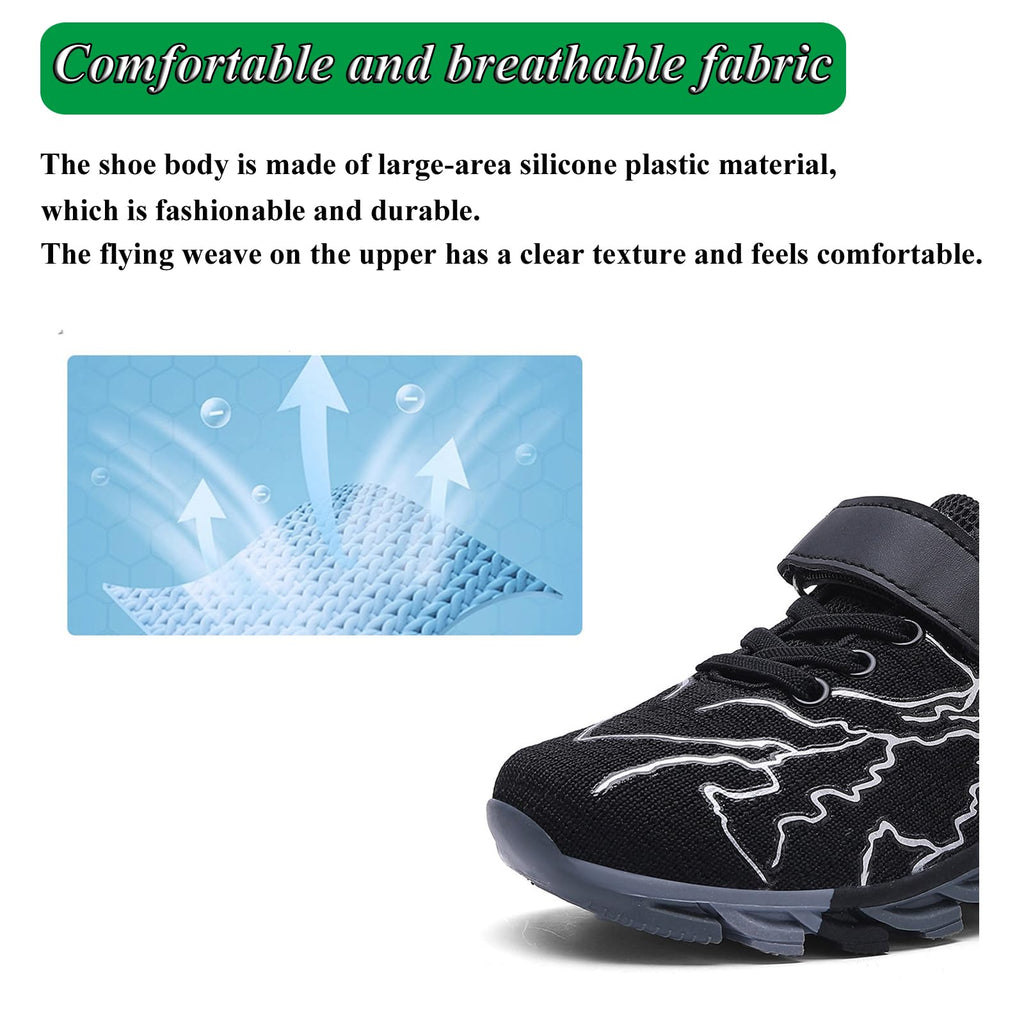 Sypsfwco Kids Running Sneakers Mesh Athletic Rubber Sole Black-Red Size 3.5 US