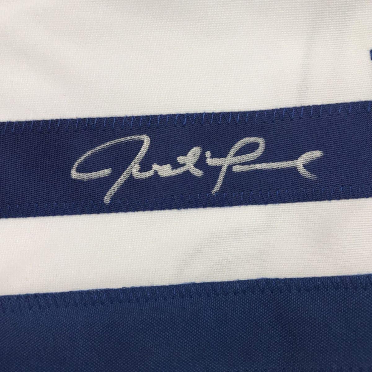 Framed Autographed/Signed Justin Turner 35x39 Los Angeles LA White Baseball Jersey JSA COA