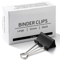 Eclirgan Large 1.9-Inch Heavy-Duty Black Binder Clips 48-Pack