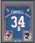 Framed Autographed/Signed Earl Campbell HOF 91 35x39 Houston Blue Football Jersey JSA COA