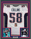 Framed Autographed/Signed Jamie Collins 35x39 New England White Football Jersey JSA COA