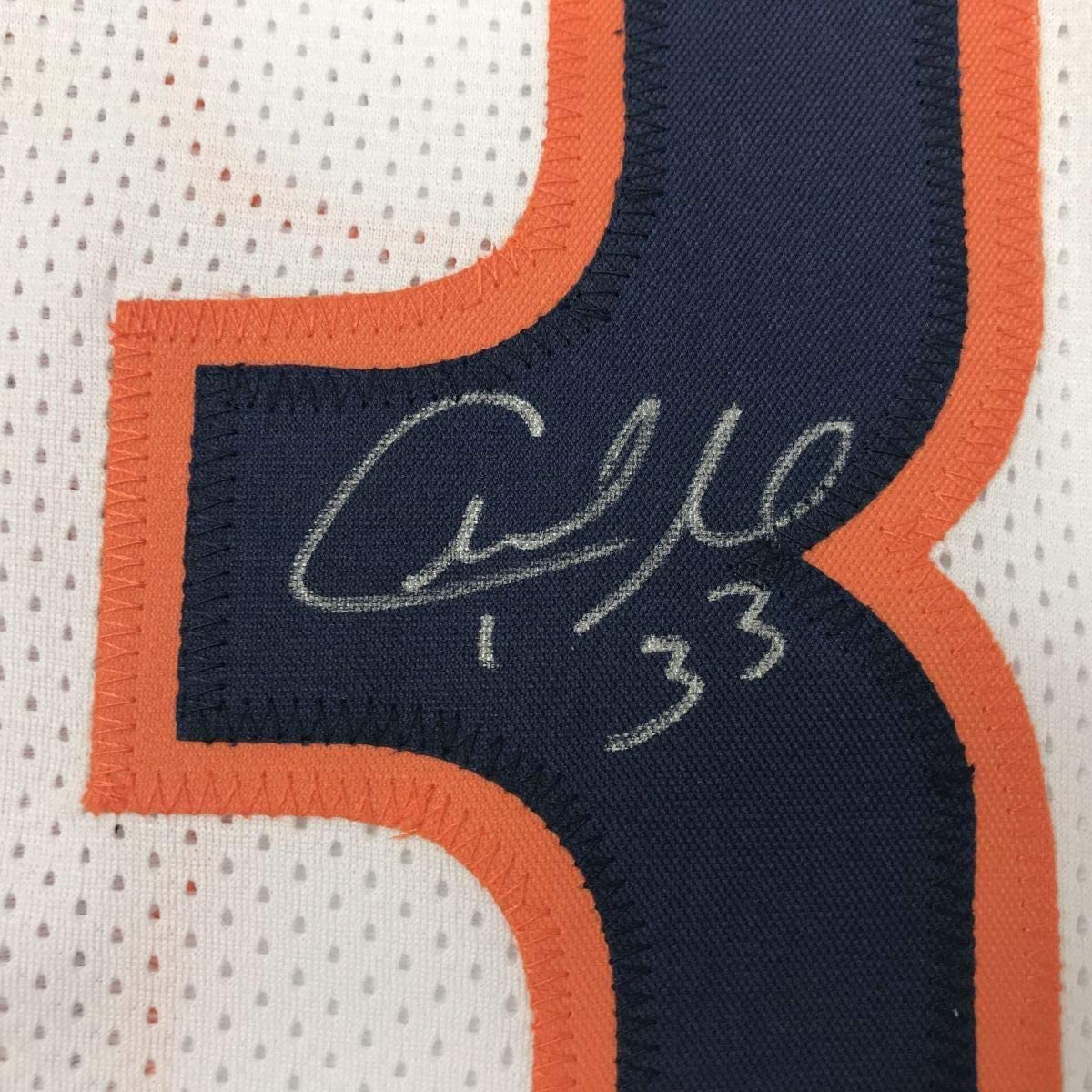 Framed Autographed/Signed Charles Tillman Peanut 35x39 Chicago White Football Jersey JSA COA