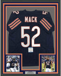 Framed Autographed/Signed Khalil Mack 35x39 Chicago Blue Football Jersey Beckett BAS COA