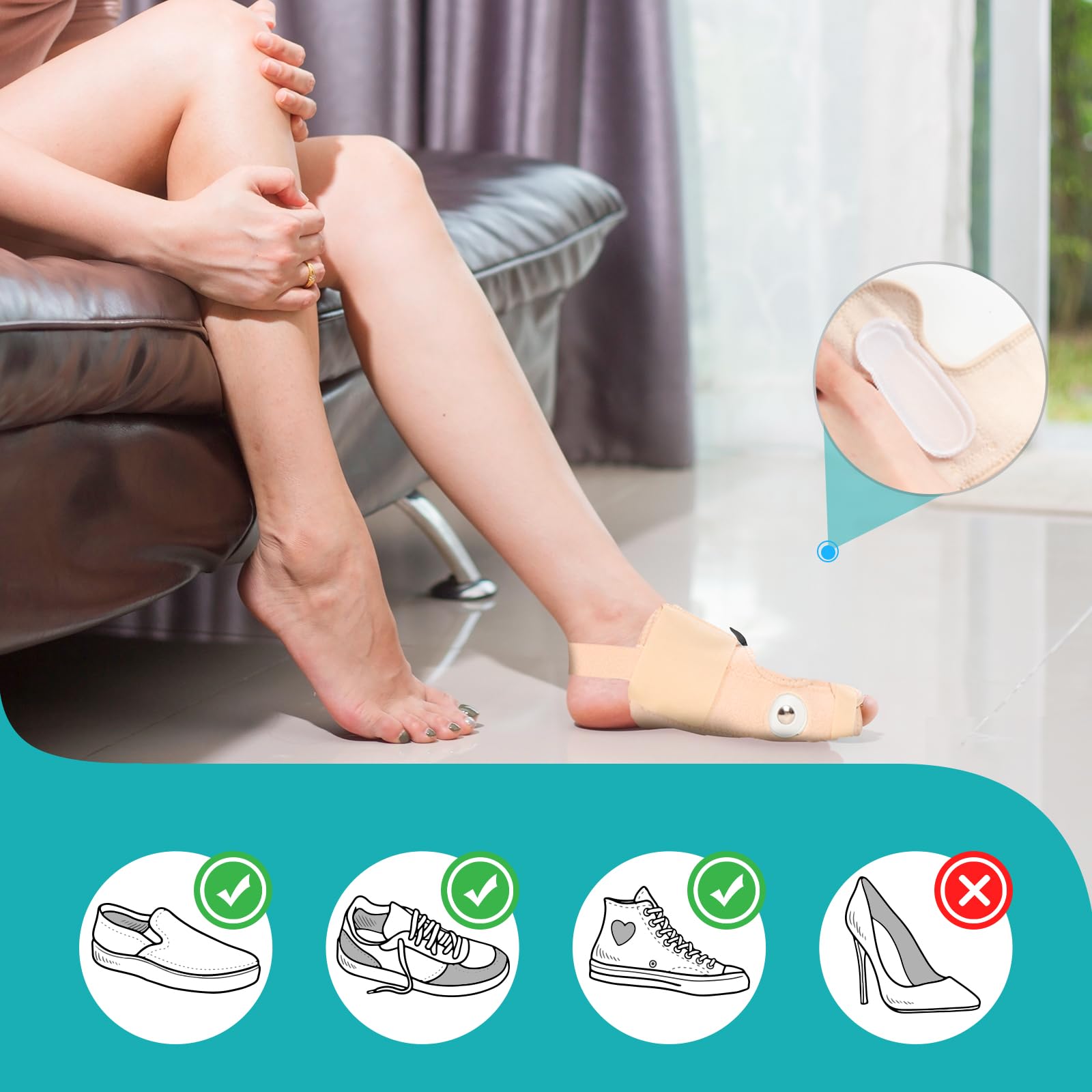 Promifun Bunion Corrector Adjustable Toe Splint Pain Relief Beige 1Pair One Size