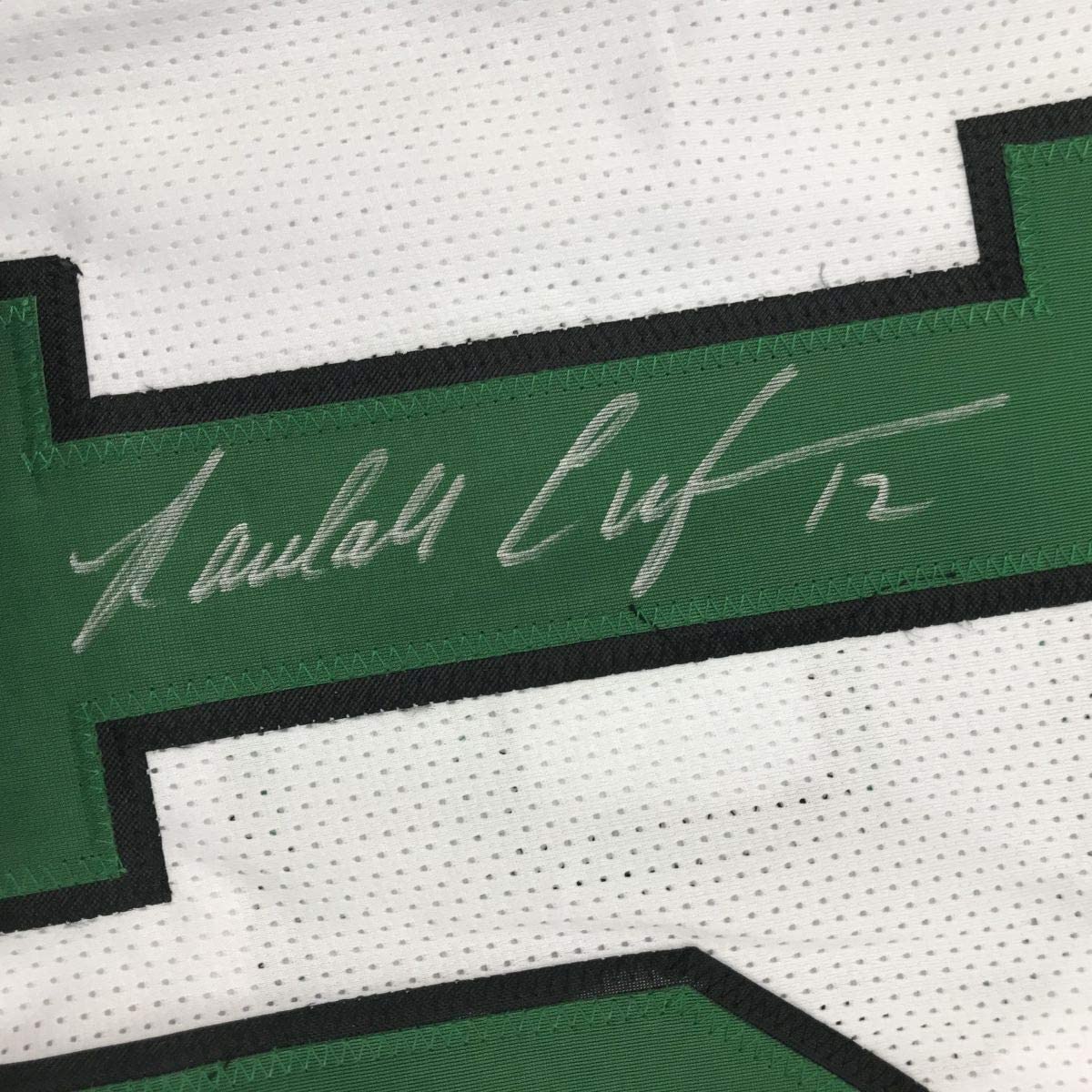 Framed Autographed/Signed Randall Cunningham 35x39 Philadelphia White Football Jersey JSA COA