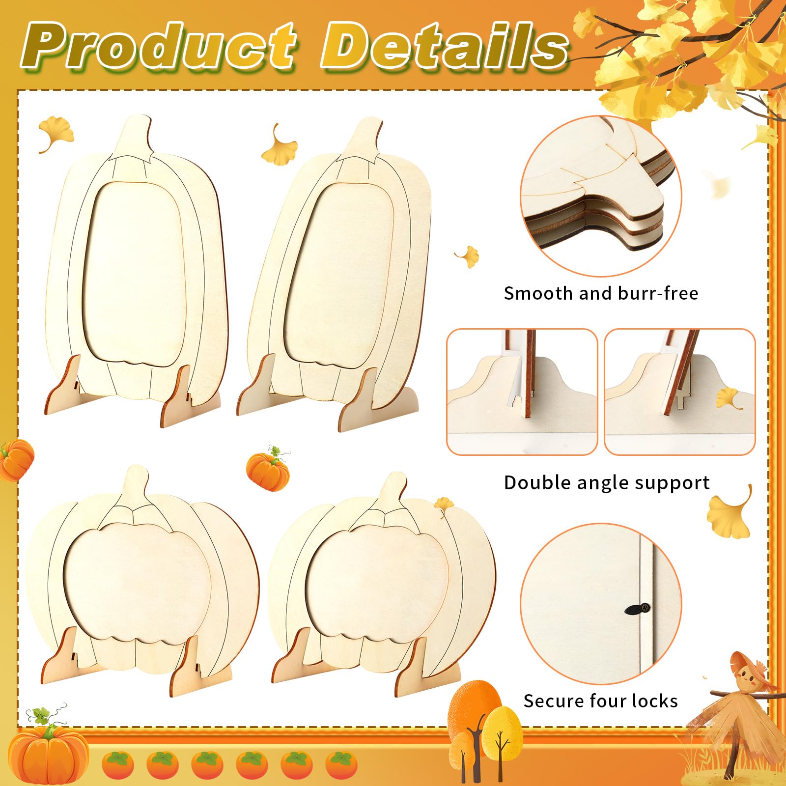 Geelin 24 Pack Wooden Pumpkin Picture Frame DIY Crafts 5.5x7.48 inches