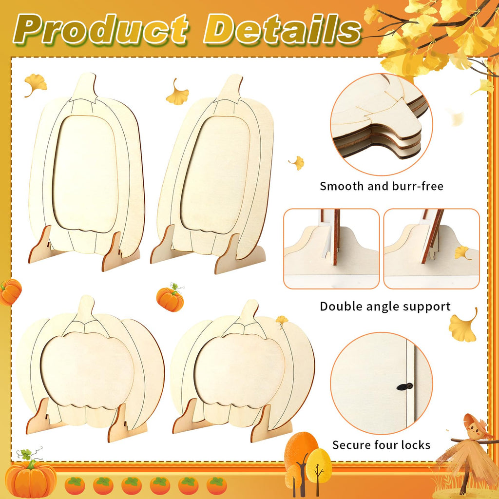 Geelin 6 Pack Wooden Pumpkin Picture Frames Unfinished 5.5x7.48in Fall Decor