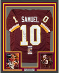 Framed Autographed/Signed Curtis Samuel 35x39 Washington Burgundy Football Jersey JSA COA