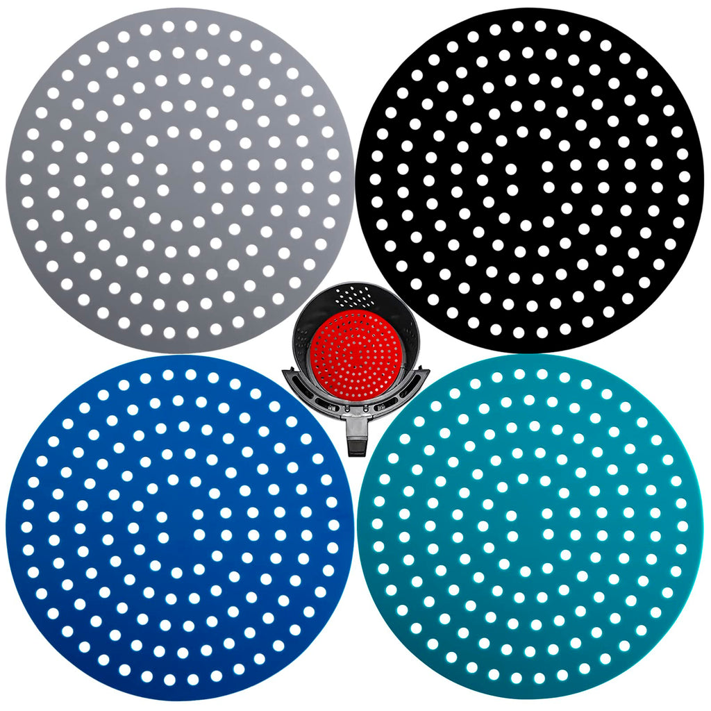 Viwehots Silicone Air Fryer Liners 8" Non Stick Reusable 4 Pack Mixed Colors